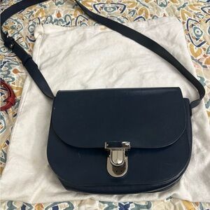 A.P.C. Vienne saddle bag in dark navy leather. 